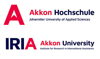 Logo Akkon Hochschule für Humanwissenschaften, Berlin, mit ihrem Institute for Research and International Assistance (IRIA)