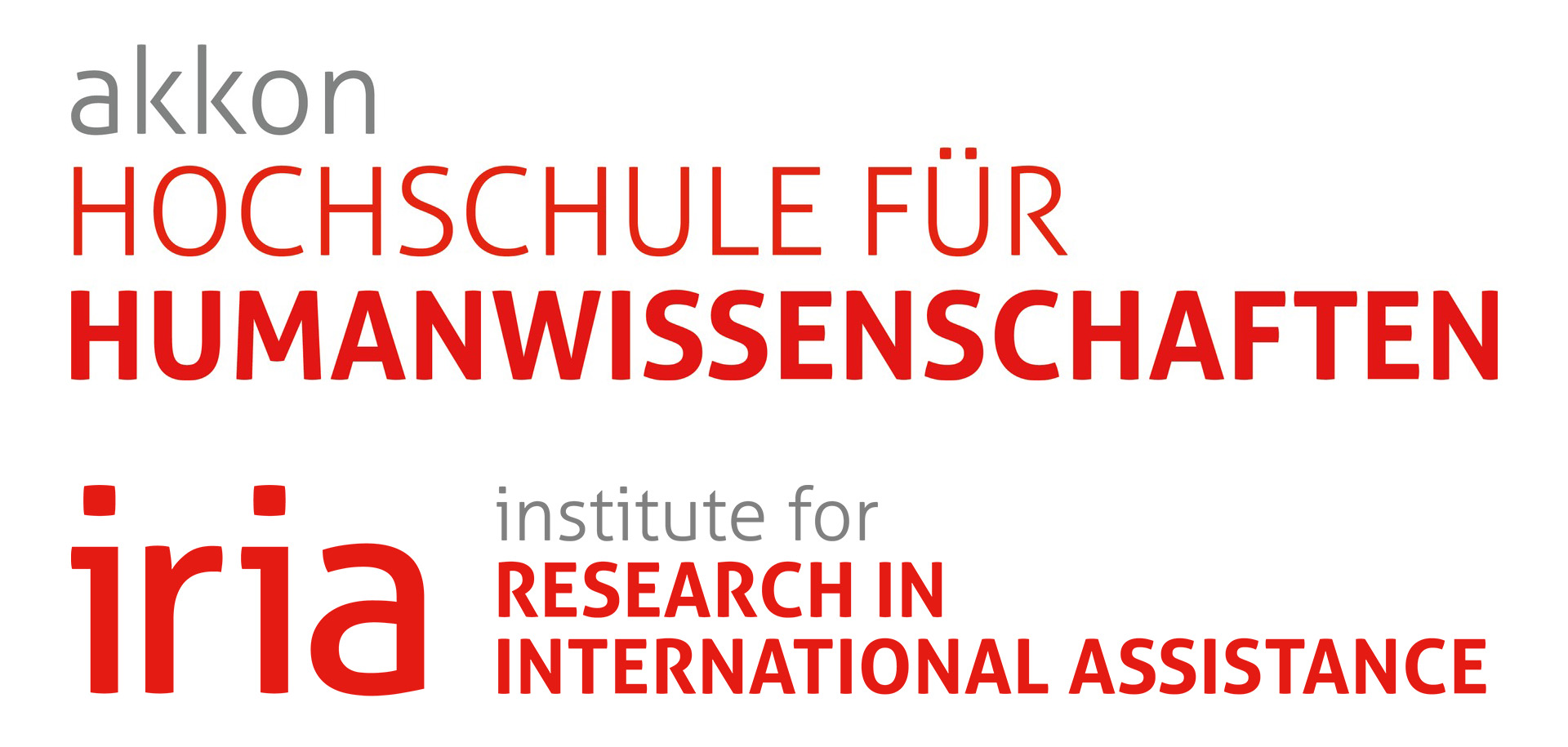 Logo Akkon Hochschule für Humanwissenschaften, Berlin, mit ihrem Institute for Research and International Assistance (IRIA)